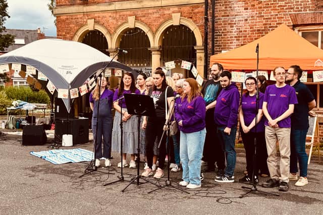 Woodseats Musical Theatre performing at the community picnic at Meersbrook Hall