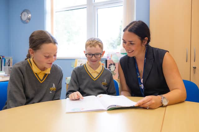 Principal Toni Tomlinson with pupils