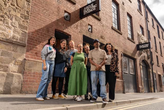 The SBC team with community and arts project manager Nicole Jewitt outside Electric Works. Image by Smart Banda
