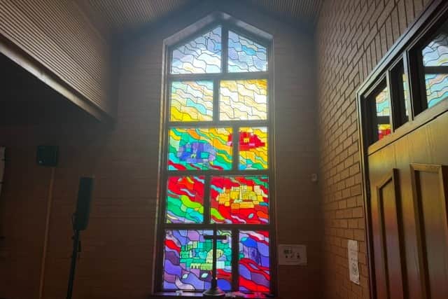 Stained glass window in St Swithun's Church