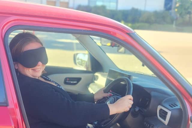 Diane Lowe Getting Ready to Drive Blind