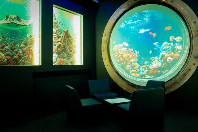 A giant porthole and visuals for the clients to explore