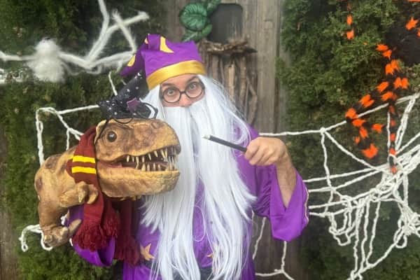 Meet the Wizard Extraordinaire and his friendly pal, Dumbledore Raptor at Tropical Butterfly House.
