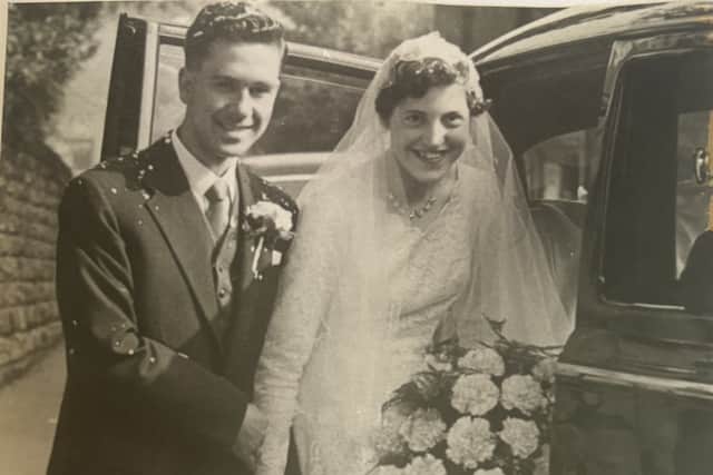 Irene and Leslie on their wedding day.