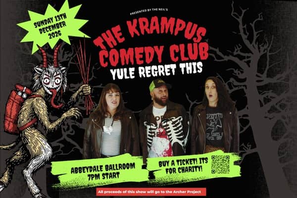 Comedians Donna Houghton, Daniel Edwards and April Louise (left to right) of The Neils, who are hosting The Krampus Comedy Club at the Abbeydale Ballroom on Sunday 13th December to raise money for The Archer Project.