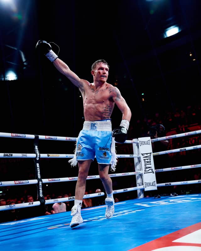 Sheffield, UK: Dalton Smith celebrating 
Picture By Mark Robinson Matchroom Boxing