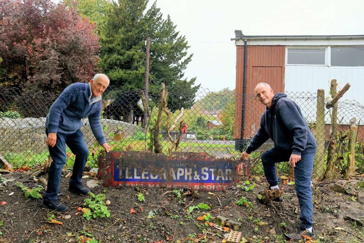 Vintage newspaper sign discovered during Rotherham garden clearance