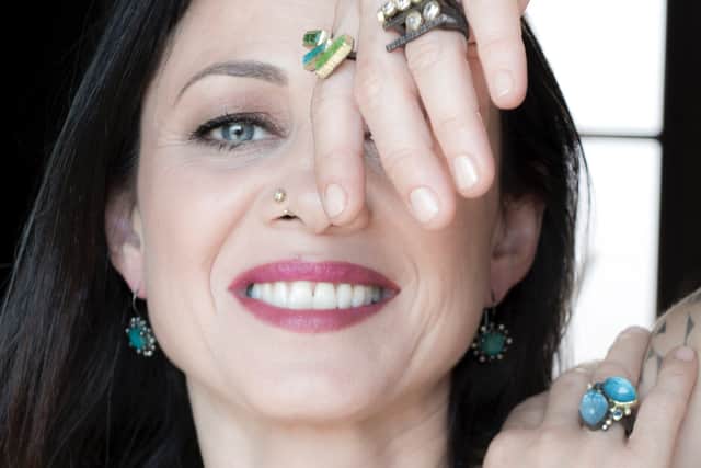 ​Jeweller Maria Frantzi will be ​displaying fine examples of her gemstone workmanship​. She loves to work with black diamonds ​f​or their durability​, shine​ and contrast with white diamonds
