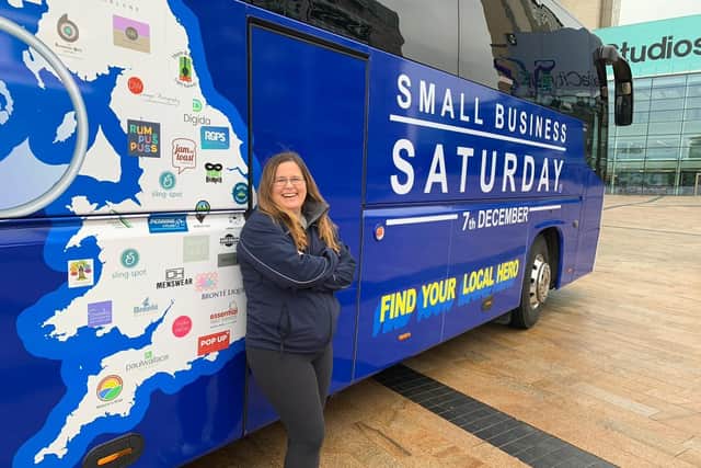 Michelle Ovens MBE, director of Small Business Saturday at Media City in Salford during a national bus tour.