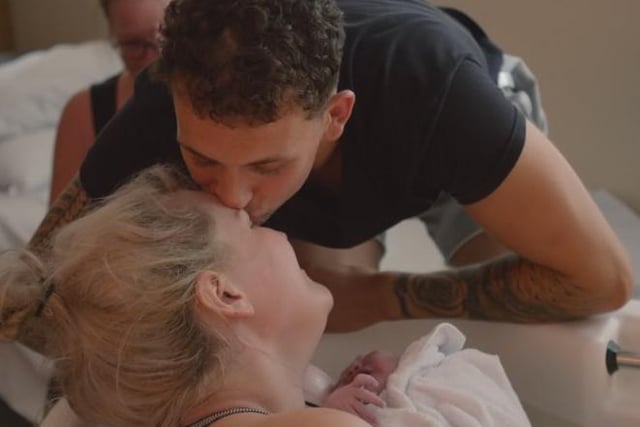 Its been a hard slog for Kayleigh Birch but she got the birth she always wantedand partner Adam Crossley is giving her a loving kiss while she holds her new born daughter