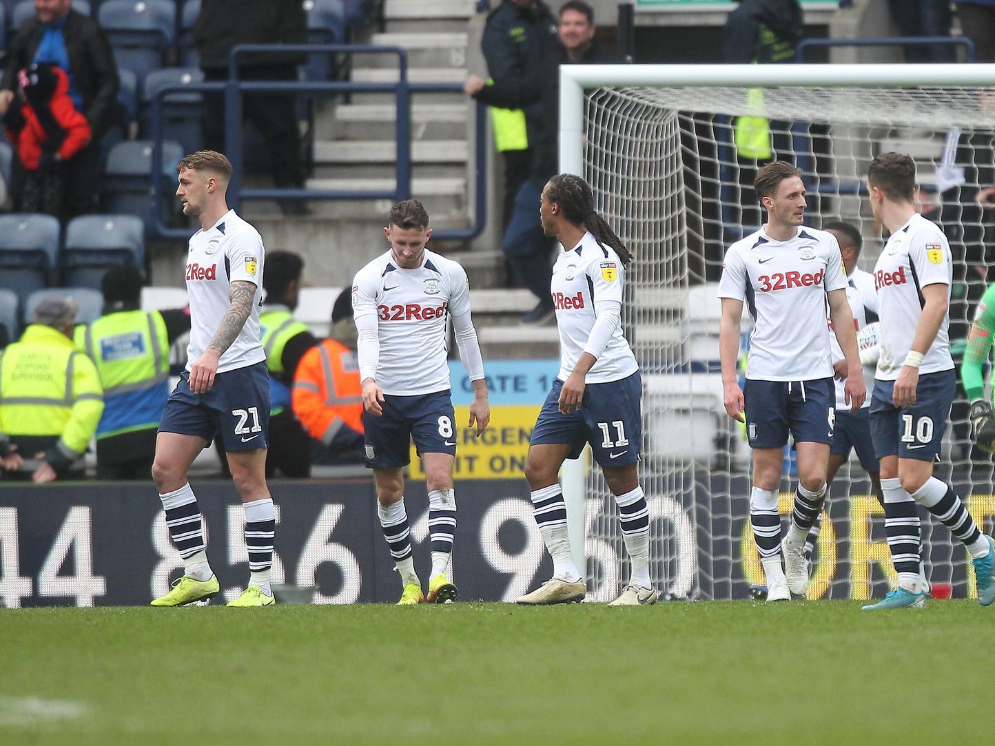 The PNE team look dejected after conceding QPR's equaliser