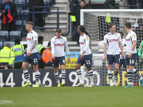 The PNE team look dejected after conceding QPR's equaliser