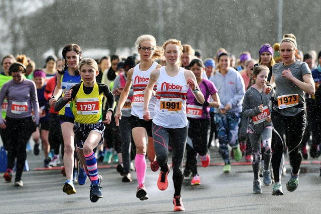 Women donning their Abbey Runners colours during the 5k race.