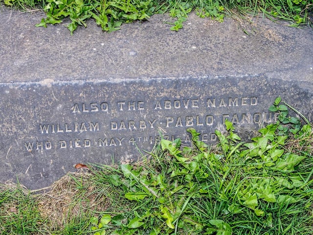 Pablo Fanque, first black circus proprietor in Britain, is buried in St George's Fields, now in the middle of the University of Leeds campus. Became famous again from Beatles song Being for the Benefit of Mr Kite!