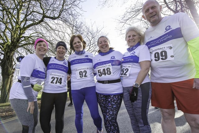 Members of the Ackworth Road Runners, including Jill Daly, Gill Bennett, Janice Hookham, Kathryn Evans and Stephen Berry, gather before the run.