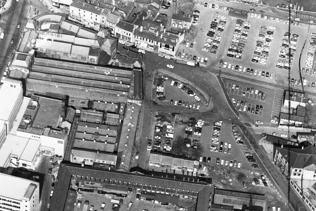 This aerial shot of Woolshops shows the area before the two level car park was built.