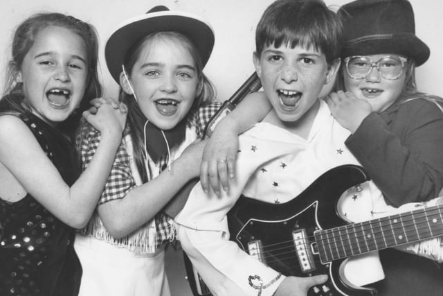 Getting set for the forthcoming YMCA and Evening News Young Entertainer of the Year competition in May 1994 are, from left, Charlotte Stanley, Stephanie MacDonald, Mark Stanley and Sarah Richardson.