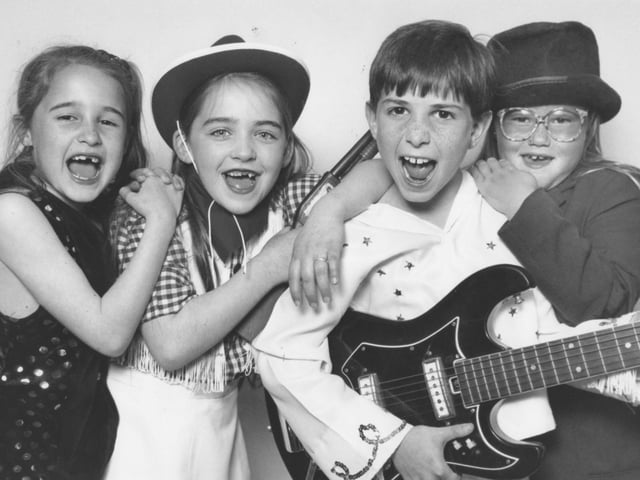 Getting set for the forthcoming YMCA and Evening News Young Entertainer of the Year competition in May 1994 are, from left, Charlotte Stanley, Stephanie MacDonald, Mark Stanley and Sarah Richardson.