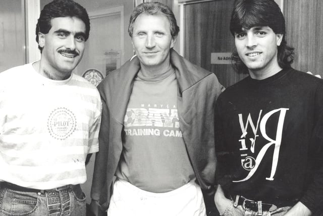 These are Israeli internationals Shalom Tikva (left) and Eli O'Hana who met Howard Wilkinson when they arrived at Elland Road to begin a trial.