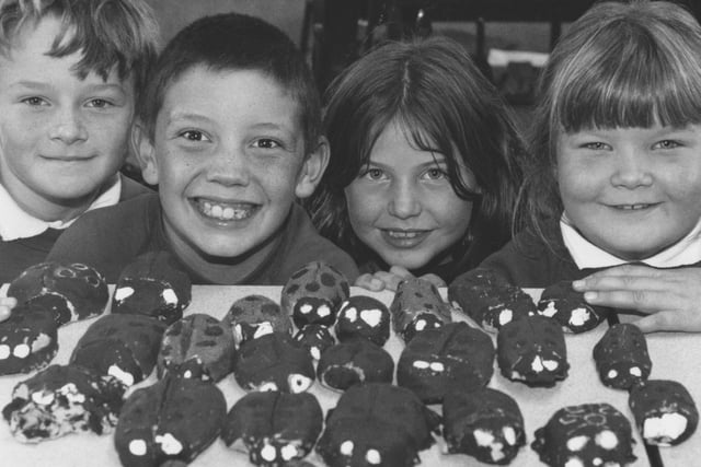 Filey Junior School were working on a project about flight in 1997. These Year 4 pupils are pictured with their clay ladybirds, from left, Stuart Hughes, Christopher Grainger, Bernadette Bosomworth, Robyn Teet.