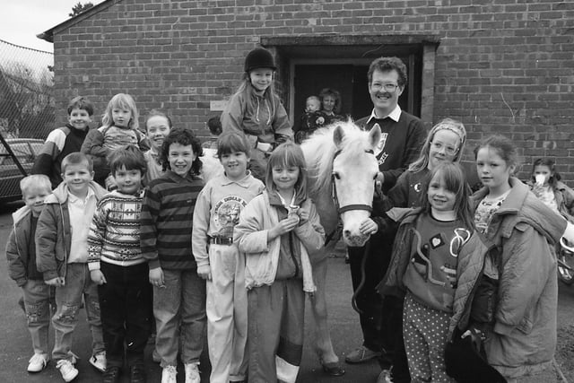 Youngsters from a Lancashire primary school took to the saddle to help boost the Magic Million Appeal. They queued up for pony rides led by headmaster Ian McCondichie. The rides - courtesy of Nancy the pony - were part of a coffee morning and bring and buy sale held at the John Croft CofE school, on Garstang Road, Bilsborrow, near Preston
