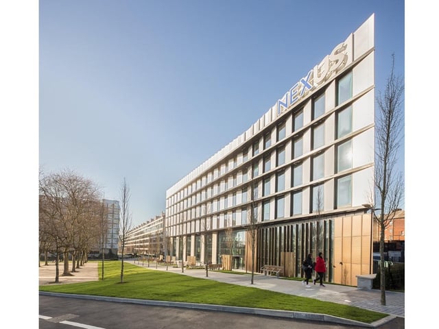 Nexus, Leeds, by Associated Architects. Nexus was conceived as the Universitys business-facing front door, providing a high-profile physical focal point for stimulating collaboration with external companies and other public/private organisations. Photo: Mike Dinsdale