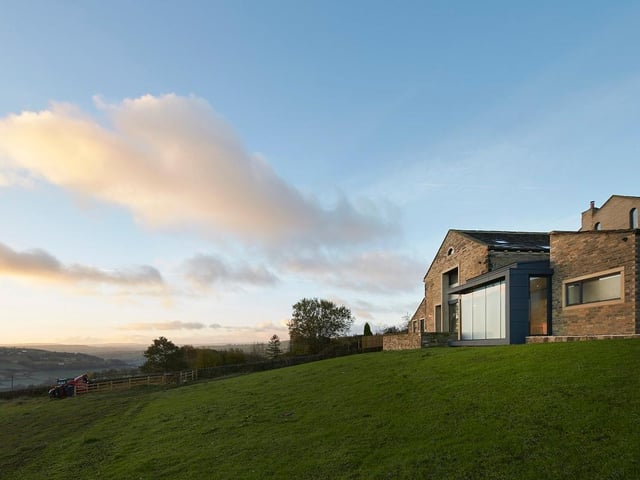 Thorney Barn, Calderdale, by Gagarin Studio. A building that has been reimagined and brought back into use by sensitively balancing the need to retain the heritage of the modest, agricultural building whilst delivering a modern, sustainable home using local materials, suppliers and craft. Photo: Andrew Wall