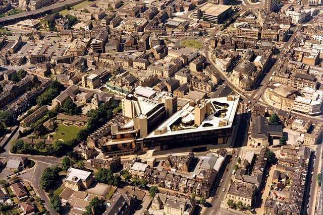 Halifax Town Centre from the skies in 1994.