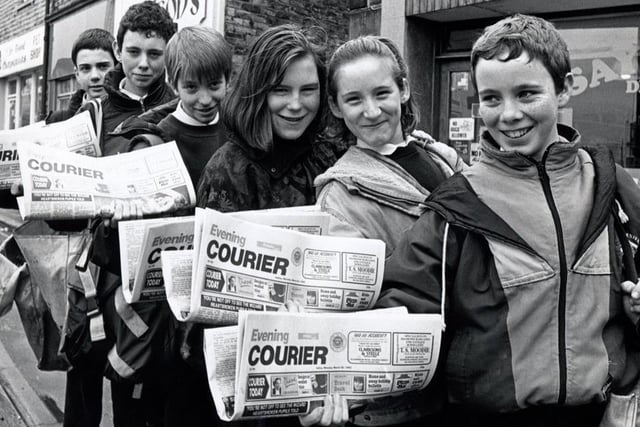 Paper boys and girls in 1992 are (from the left) Scott Noone, Andrew Doran, Richard Symour, Charlotte Raby, Leannne Johnson and Paul Doran