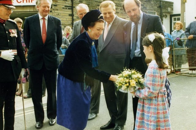Princess Margaret, former patron of the NSPCC, on a visit to the Calderdale branch in 1990.