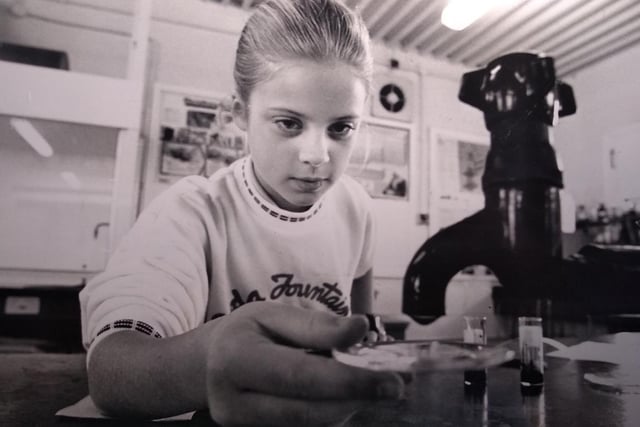 Lindsay Wilson, who was 10, studying in the science lab