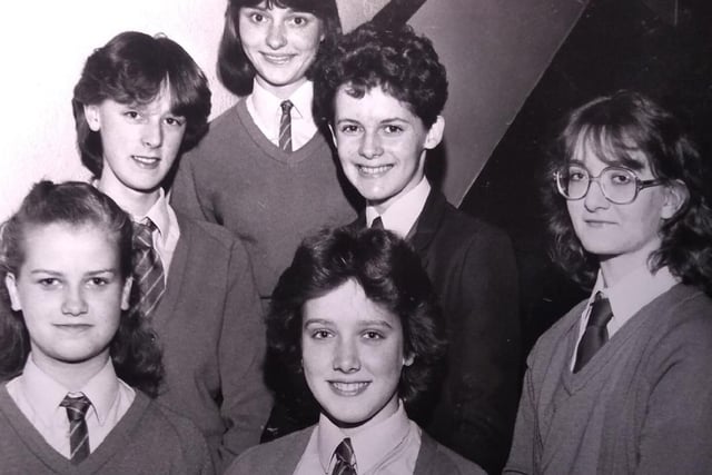 Pupils who were Trinity College of Music speech and drama grade award winners. From left: Marea Stock, Linda Gillham, Angela Jackson, Janet Unsworth, Virginia Holmes and Alison Waddington