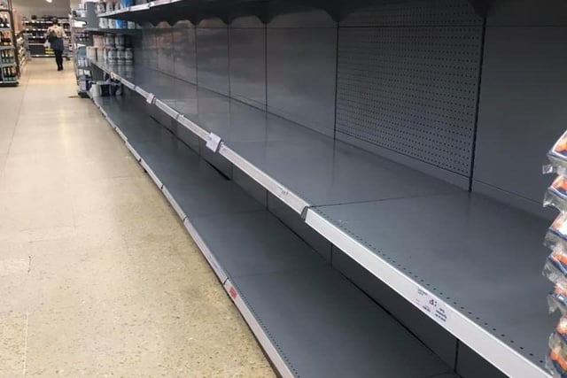 Some aisles were left empty in Asda due to panic buying