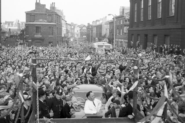 Wakefield Trinity return from Wembley in May 1960 after beating Hull 38-5 in the Challenge Cup final.