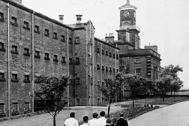 The clock tower of Wakefield Jail in June 1960.