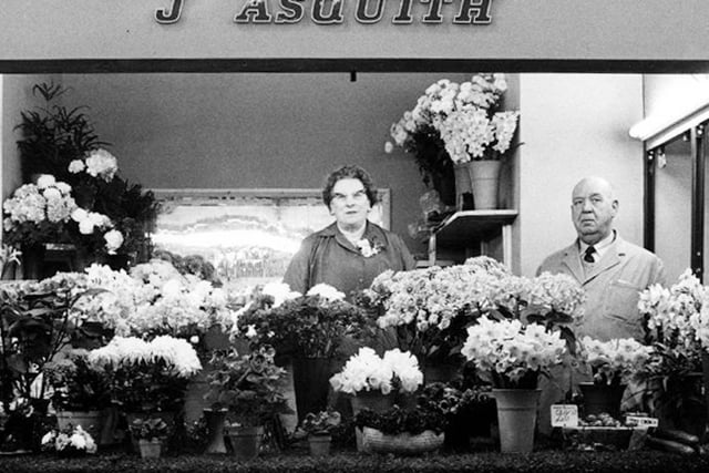 Asquith's florists stall on Wakefield Market.