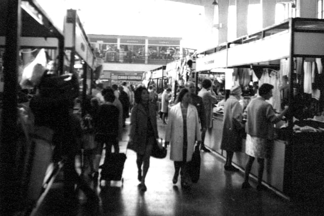 Inside Wakefield's new Market Hall in 1963.
