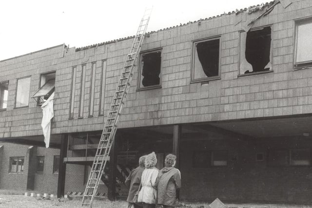 This is fire damaged Meanwood High School in June 1985. Around 780 pupils attended here every year - were you one of them?