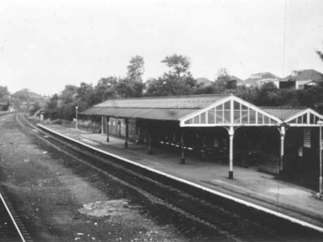 A platform at Cross Gates Railway Station, looking east. Only two railway lines can be seen here where at one time there were four.