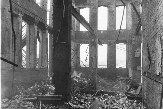 The shell of Hunslet Church of England Middle School which was destroyed by fire in May 1978.