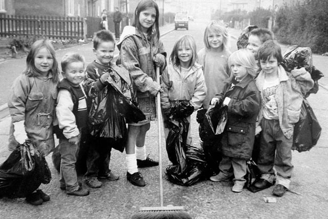 Youngsters on the Callon Estate in Preston during a clean up operation for Preston Guild 1992