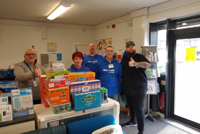 Jon Crowder (right) raised more than 1,300 to support local food banks in less than two days. He has already made deliveries to food banks in Belle Isle, Normanton and Wakefield.