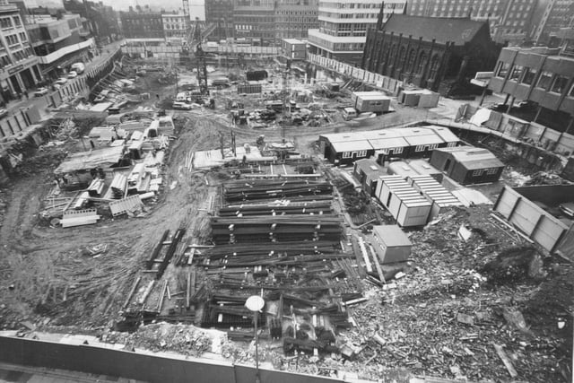 A construction site on Boar Lane in January 1975. Does anyone know what was being built?