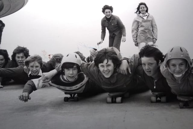 A cool shot on their skateboard in September 1977