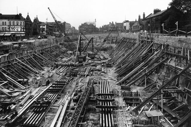 Excavations are underway in The Headrow for the new Lewis's department store. The store was opened on September 18, 1932.