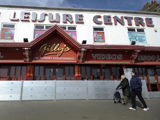 Gilly's arcade on South Bay is boarded up.