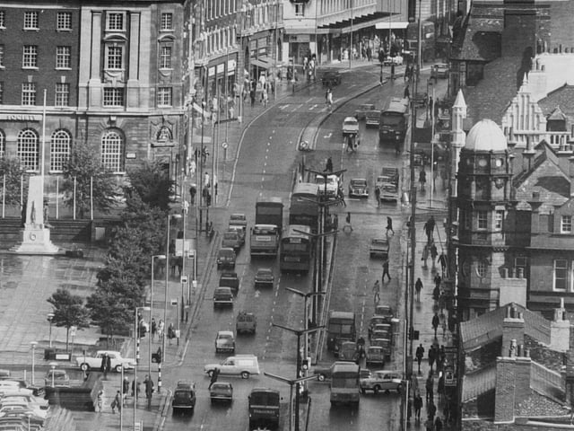 A view of The Headrrow from Marlborough flats in September 1970.