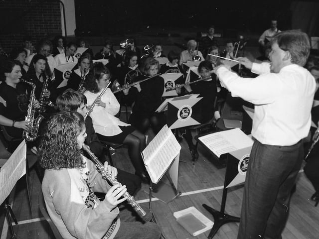 Music lovers at a Preston school sang their way to success as part of a 12-hour fund-raiser. The music marathon at Ashton High School, Preston, was held for the seventh time this year to help raise cash to buy a minibus for physically handicapped people in the area. Pictured above is the school band in action who took part