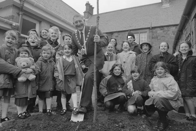 Youngsters at a tiny Lancashire school are sowing the seeds for a thriving butterfly house and garden. Mayor of Wyre Coun Tom Ibison helped to make the garden at Bleasdale CE Primary School, near Garstang, a blooming success when he planted a cherry tree