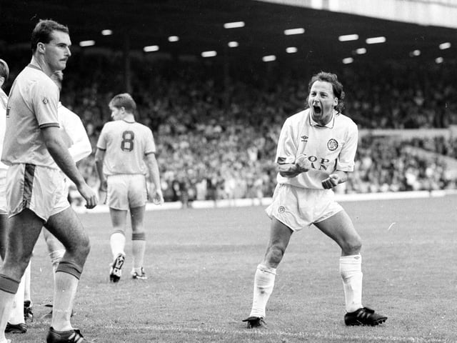 Mickey Thomas celebrates after Chris Fairclough scored for the Whites.